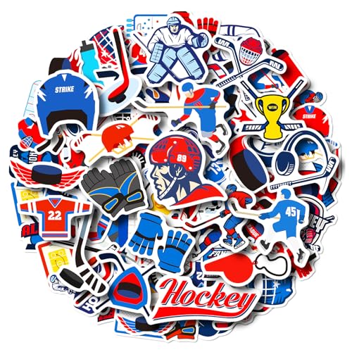 100 Pack Ice Hockey Stickers Hockey Party Favors Decorations Gifts Waterproof Stickers for Water Bottle Laptop Computer Phone