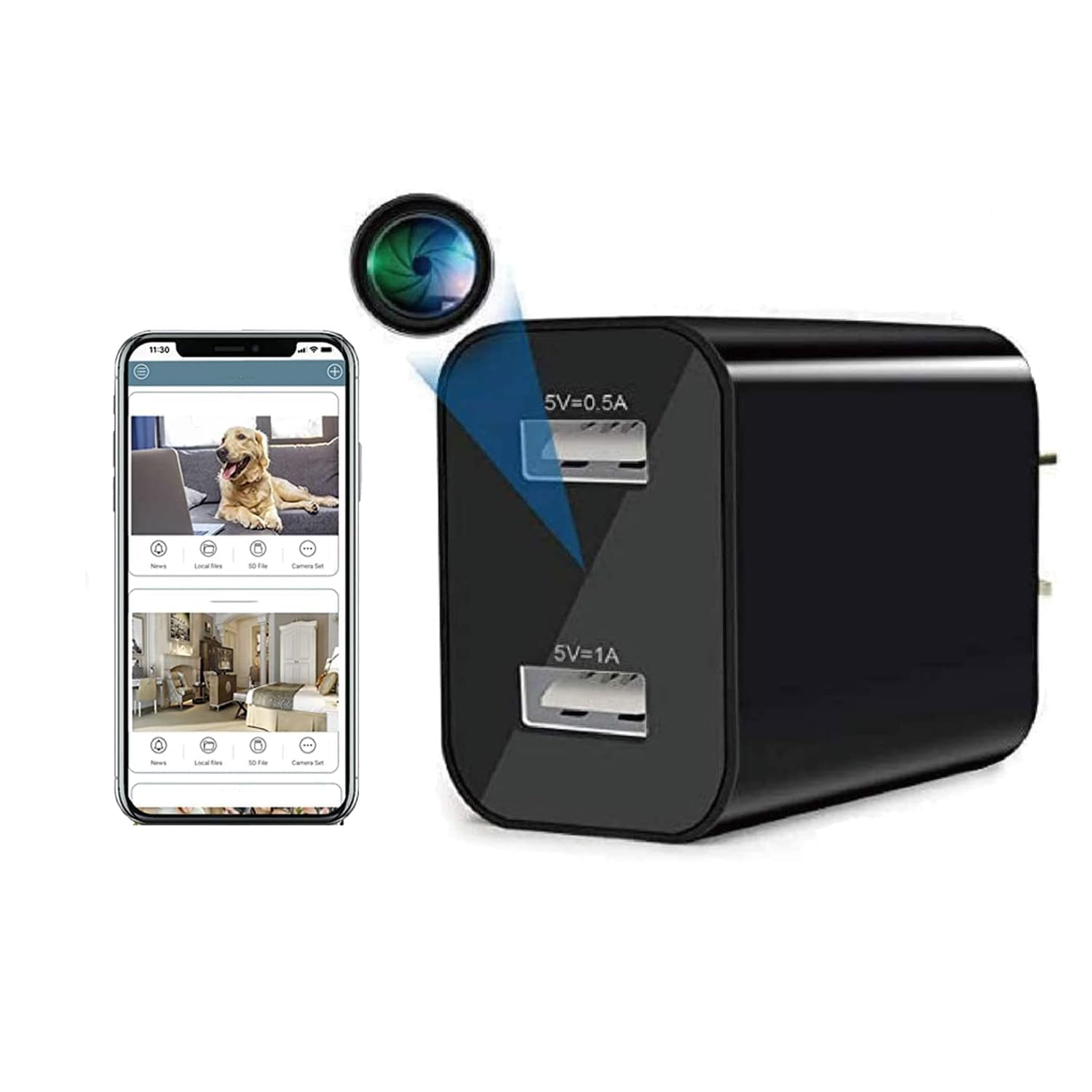 DDLC Dual USB Charger Camera Securities WiFi HD 1080P Security, Night Vision, Plug Cams Adapter Motion Detection from Anywhere (Dual USB Charger)-image-31