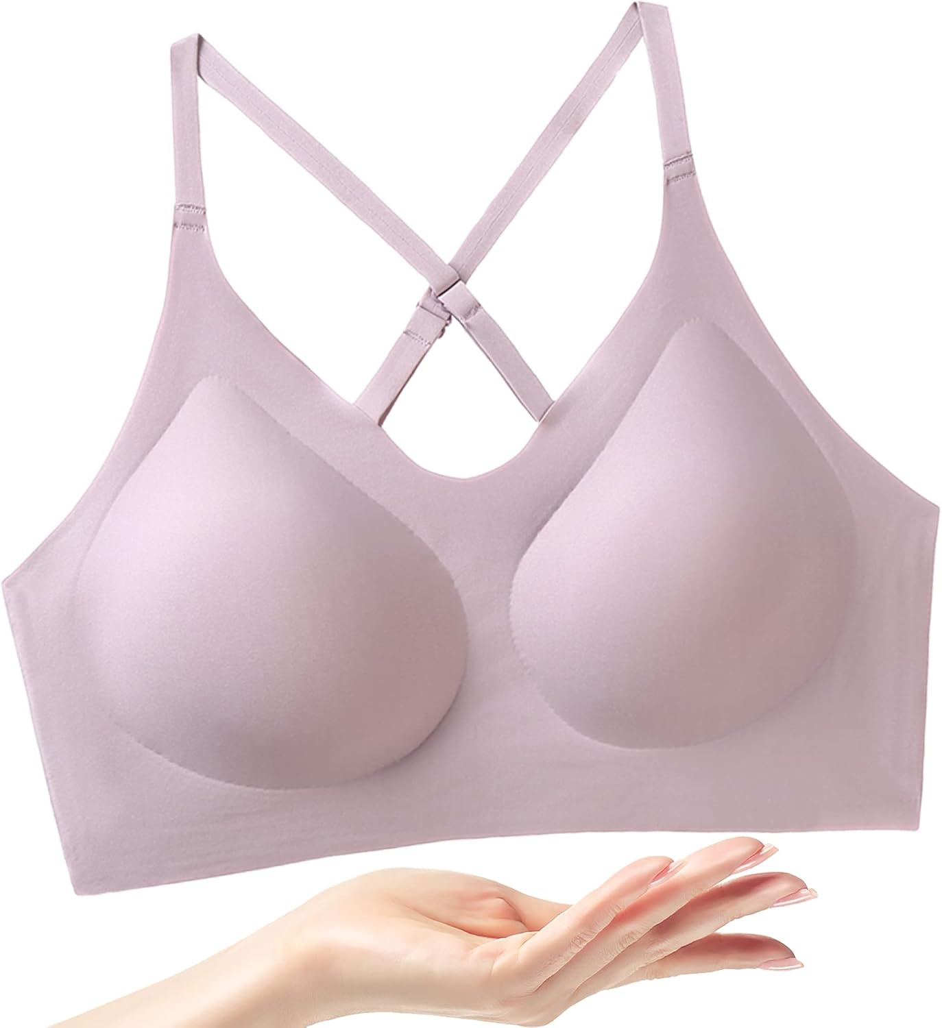 PRETTYWELL Bras for Women Comfort Seamless Bra, Cross Back Adjustable Bralette Bra, Wireless Everyday Bras for Women A-C Cup - Image 2