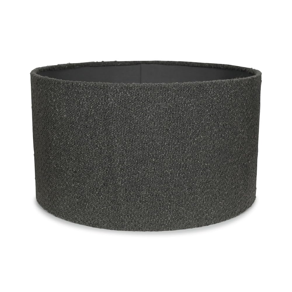 ValueLights Reni Charcoal Boucle Ceiling Drum Lamp Shade - Medium - Grey