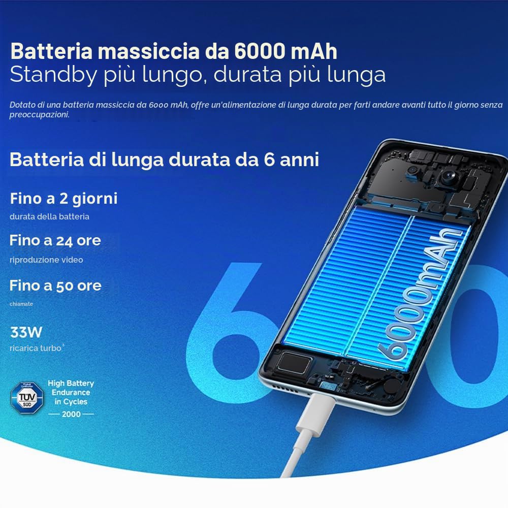 XIAOMI REDMI Note 15 8 GB + 256 GB, Smartphone AMOLED 6,77 pollici 120 Hz, MTK G100-Ultra, 108 MP + 20 MP, 6000 mAh, Turbo Charge 33 W, nero (senza caricatore incluso)