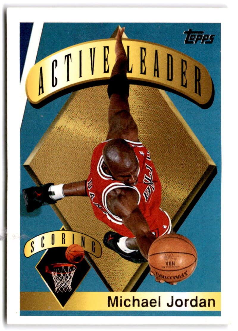 1995-96 Topps Active Leader Scoring #1 MICHAEL JORDAN AL Chicago Bulls Basketball Trading Card