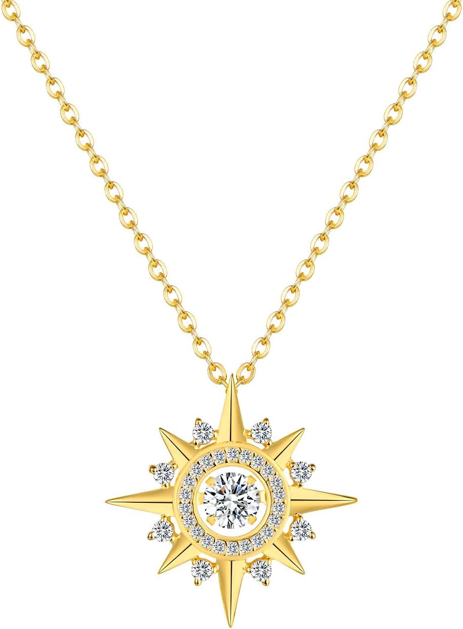 Women's 14K Gold Moissanite Polaris Necklace, Celestial Starry Sky Inspired Pendant, Stylish Fashion Jewelry Gift for Her