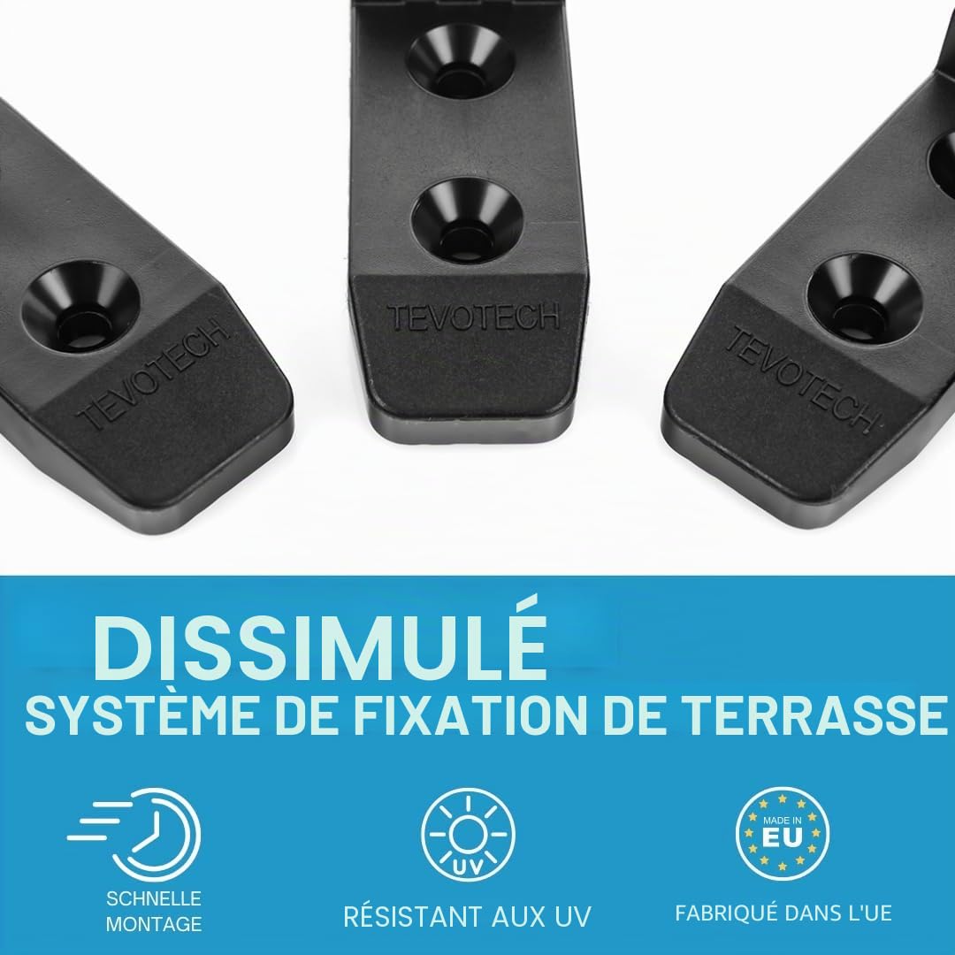 TEVOTECH Lot de 350 connecteurs terrasse avec vis, pour fixation invisibles des lames de bois et terrasse