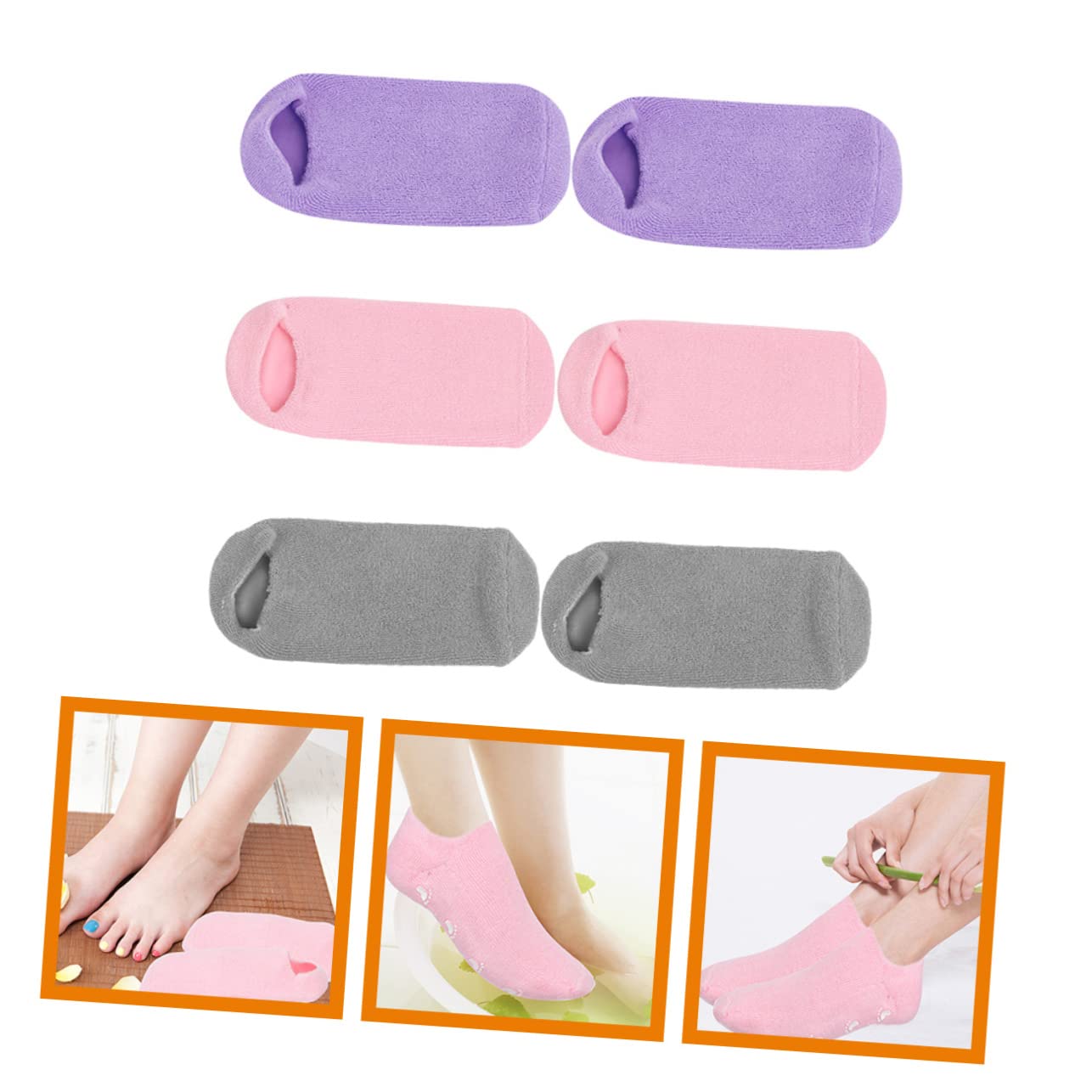 Mikinona Calcetines Hidratantes de Spa Antideslizantes, Algodón y Fibra Elástica, 3 Pares, Efecto Humectante para Uso Diario y Noche