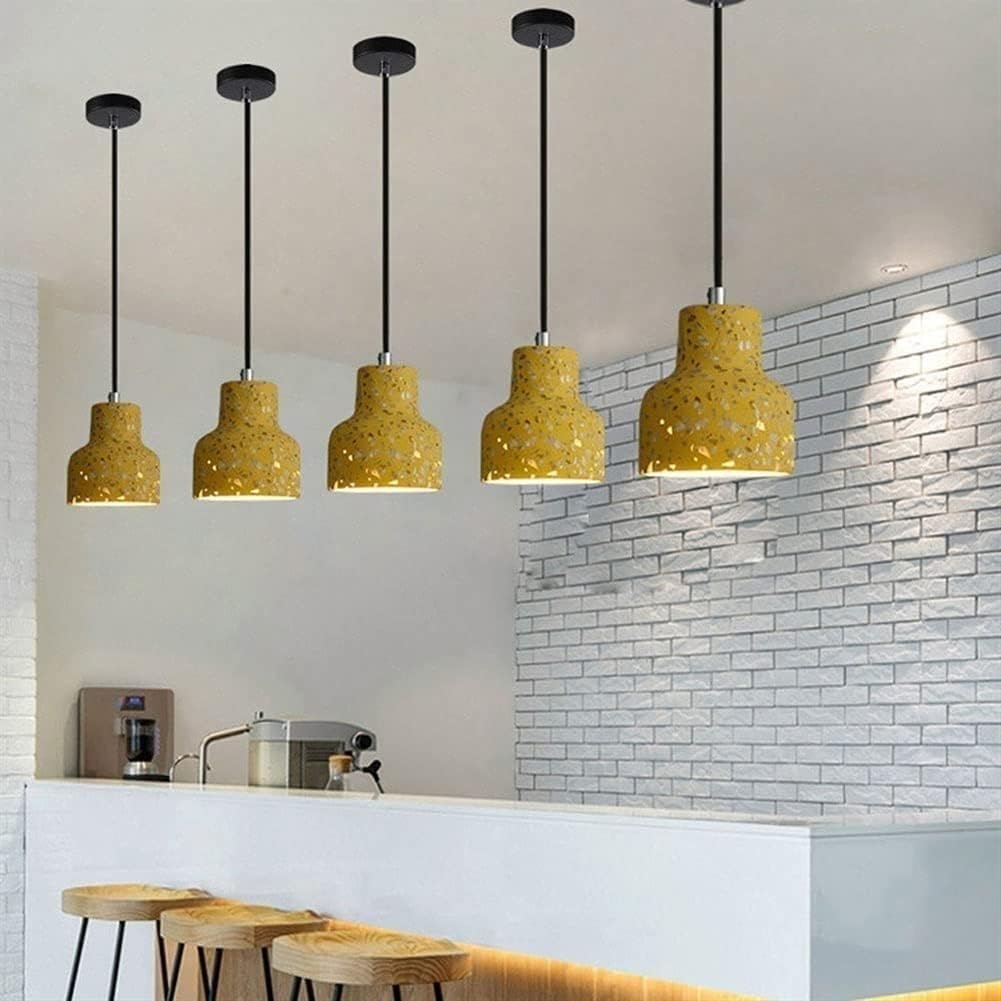 Iluminación para decoración del hogar. Lámpara Colgante pequeña de Cemento con Pantalla de terrazo Creativa, Elegante, para Restaurante, con Casquillo E27, de Estilo Industrial, pa