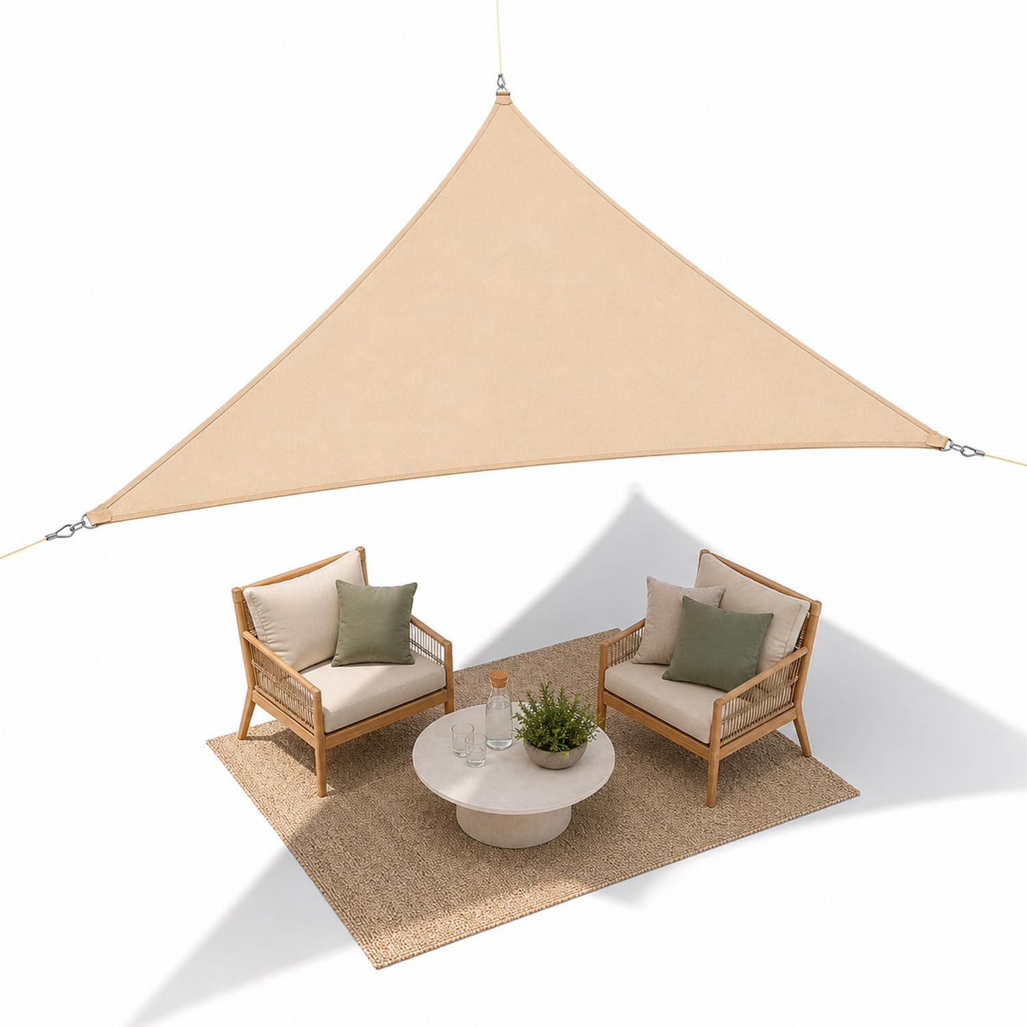 Tenda a Vela Parasole Ombreggiante Traspirante Permeabile Telo Telone per Esterno, Giardino, Terrazzo, Balcone Rettangolare e Quadrata Resistente ai Raggi UV (Triangolare, 4 x 4 x 4 metri)