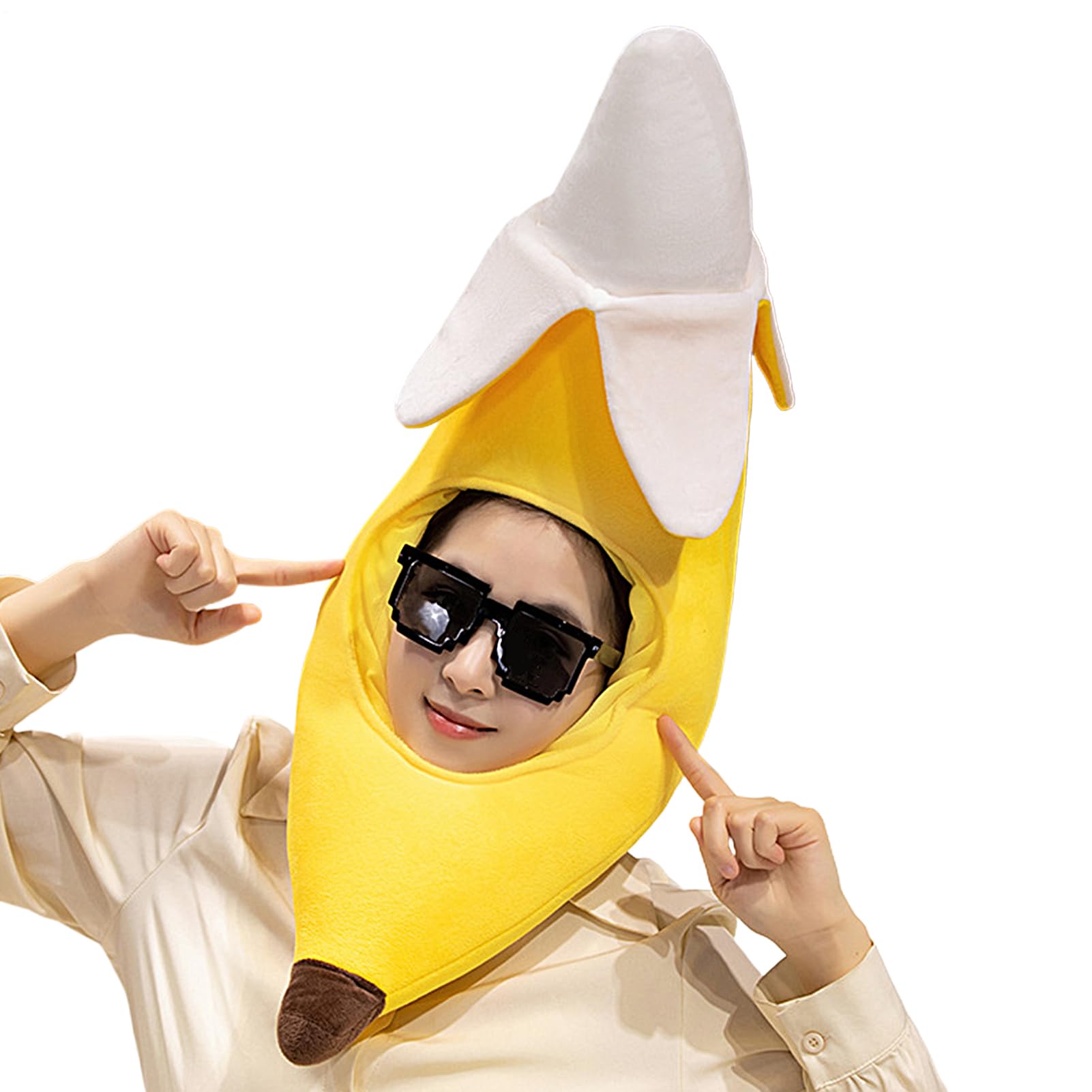 Banana Hat for Adults – Nylon 67×26 cm | Funny Plush Hat with Soft PP Cotton, Costume Accessory for Halloween, Carnival, Photo Props, Role Play | Women Man