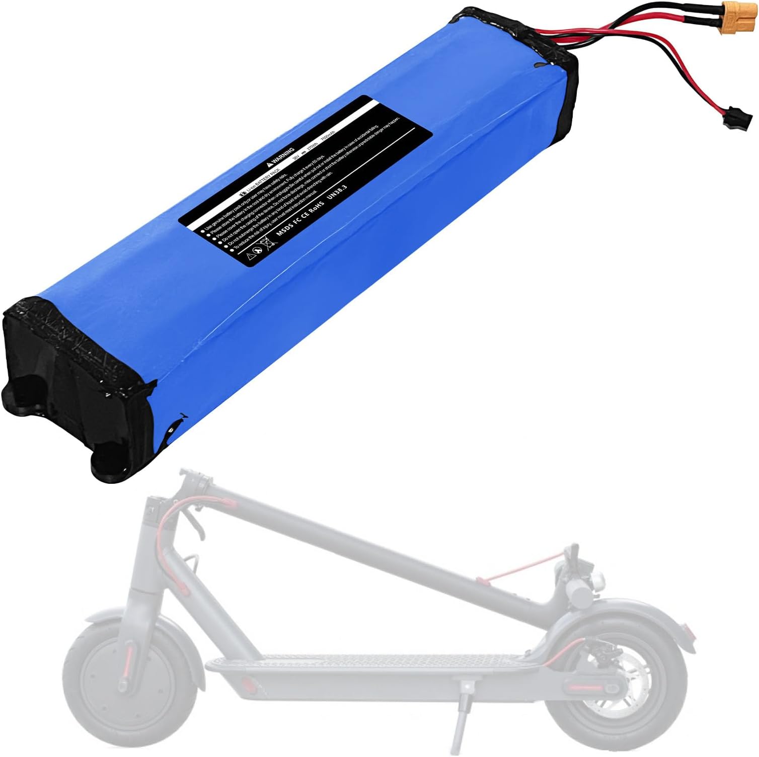 36V 7500mAh Electric Scooter Replacement Battery Pack Compatible for Hiboy S2/KS4 Electric Scooter with Screw Holes at The Bottom and top of The Battery Size:12.3 * 2.59 * 1.57 Inch