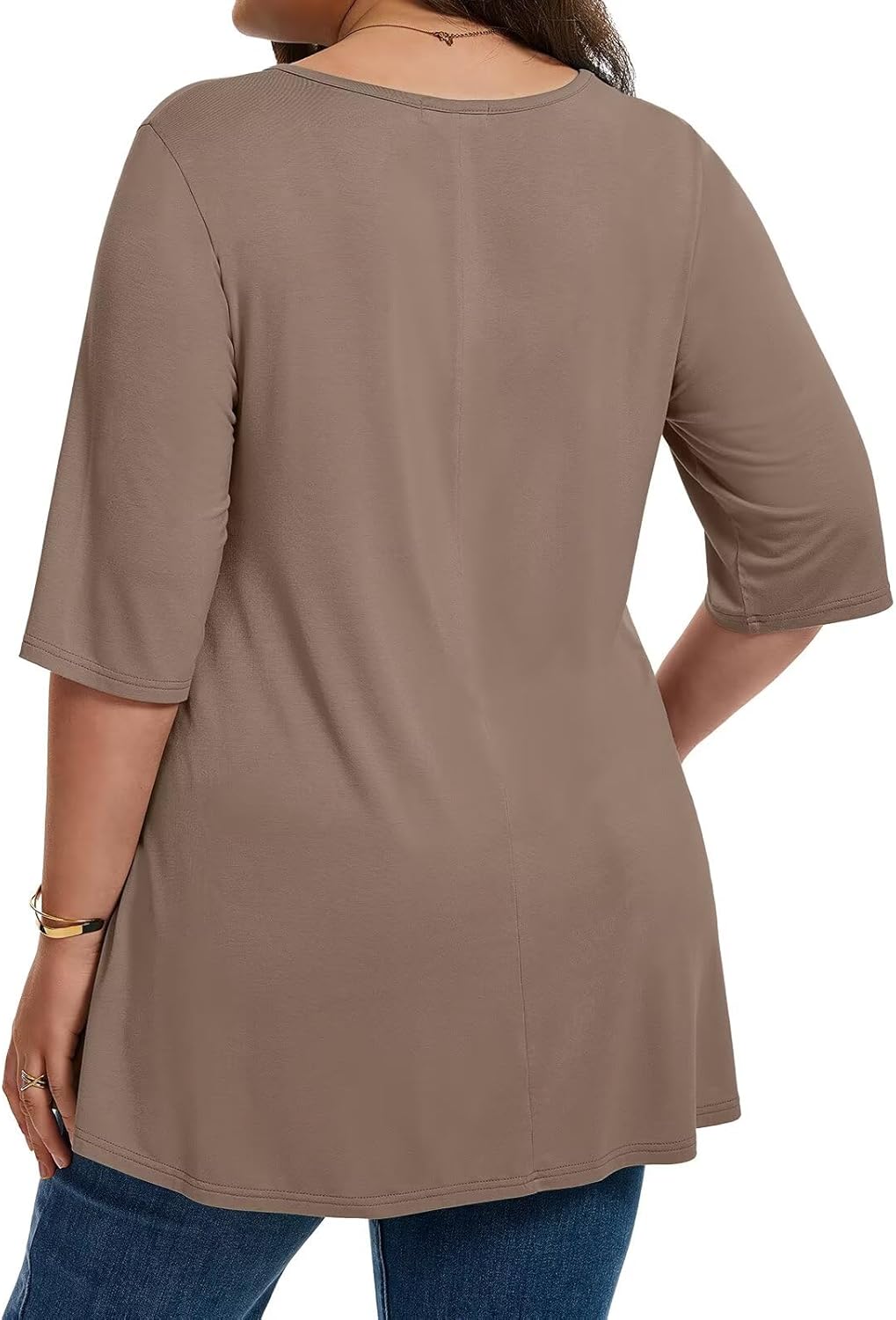 LARACE Elbow Sleeve Plus Size Tops for Women Round Neck Women's Half Sleeves Tunic Spring Summer Fall Clothes Shirts Blouse - Image 6