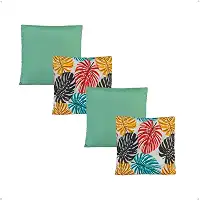 Kit Com 04 Almofadas Floral Com Enchimento Decorativo (Azul turquesa)