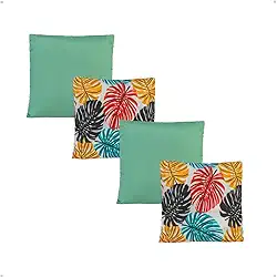 Kit Com 04 Almofadas Floral Com Enchimento Decorativo (Azul turquesa)