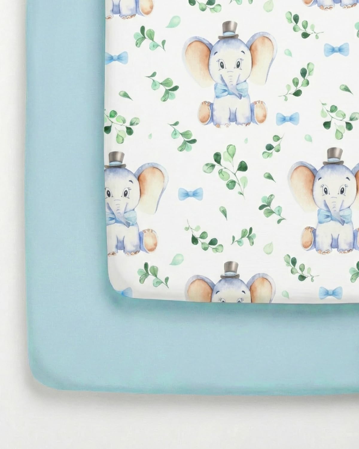 2-Pack Pack N Play Sheets - Playard Mattress Sheets - 38 x 26in, Elephant