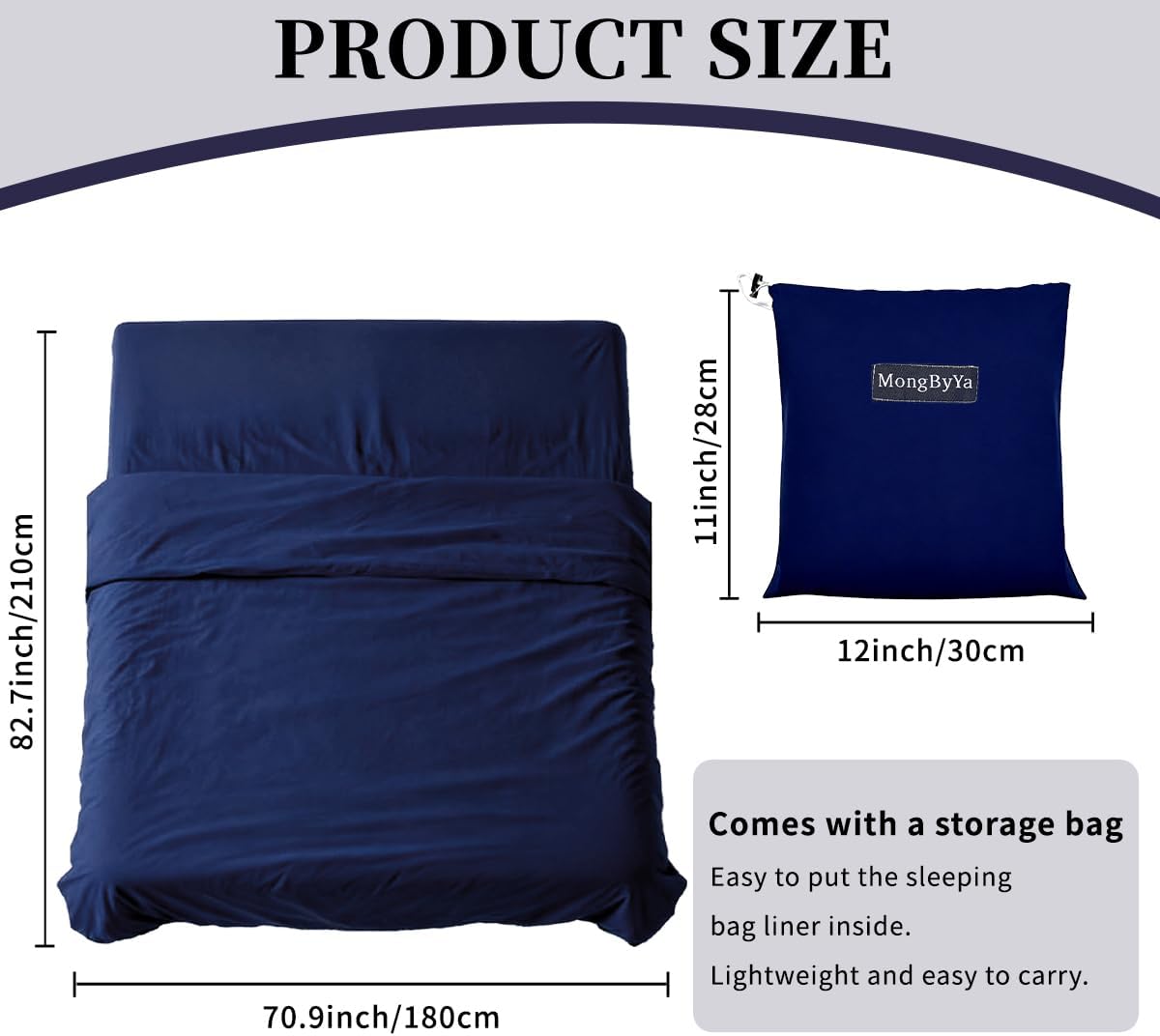Sleeping Bag Liner, Compact Travel Sheets for Hotel Hostel image 3