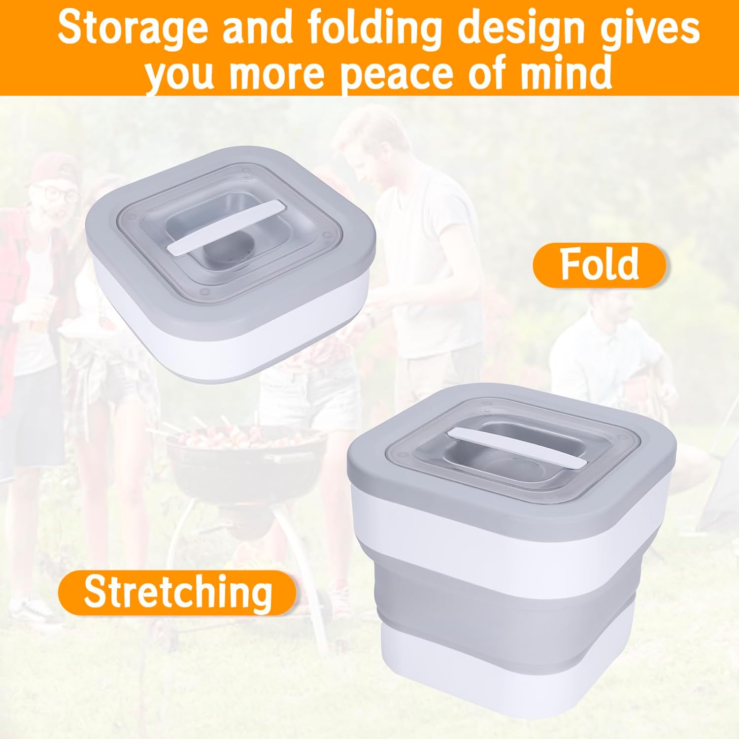 20 lb / 9 L Wood Pellet Storage Container with Scoop, Waterproof Foldable Collapsible Pellet Bucket with Lid for Charcoal Storage, Airtight Pellet Storage Bin for Grill Smoker BBQ