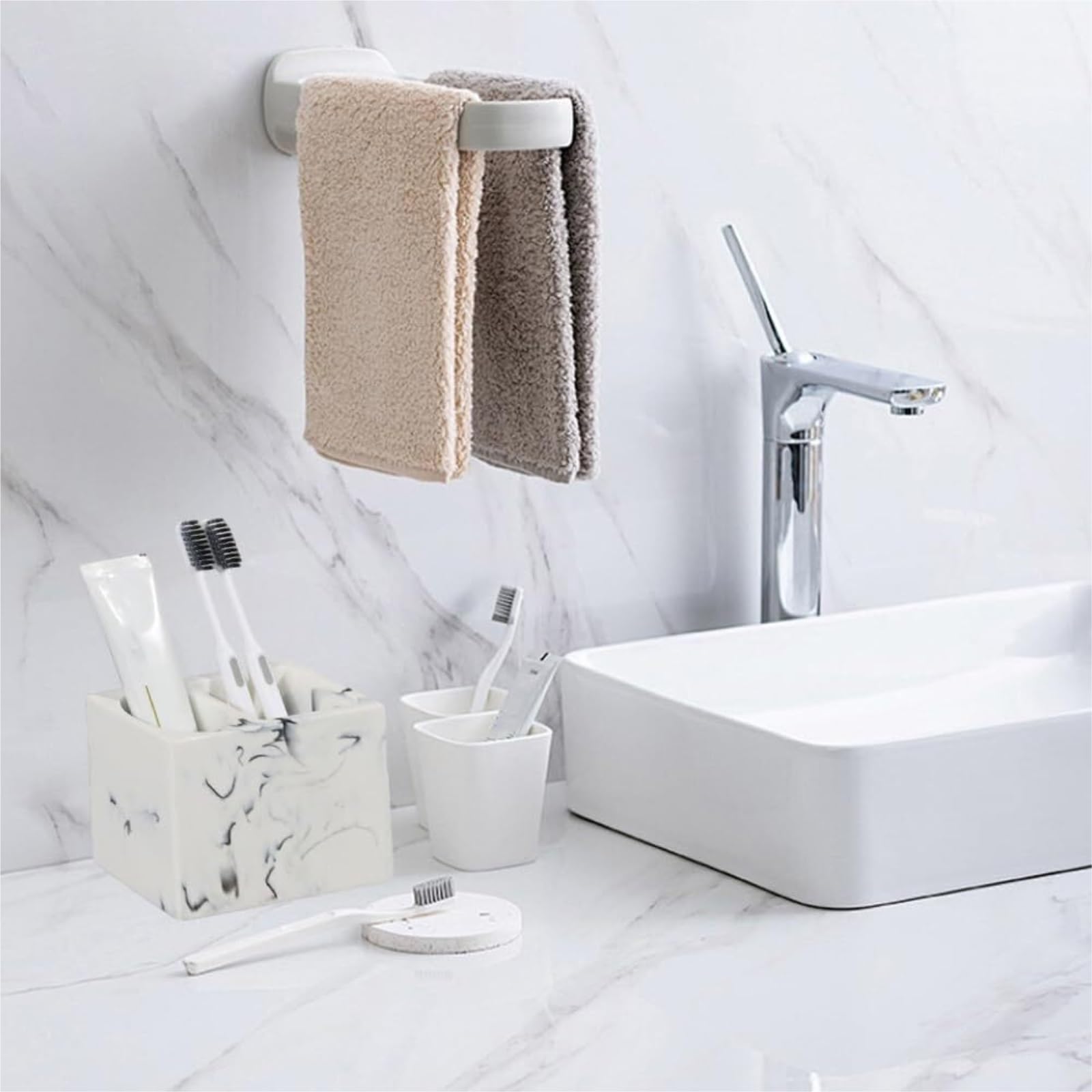 Porta Spazzolino Portaspazzolino for Organizer da Bagno, for Dentifricio, Appoggio Organizer Bagno(White)