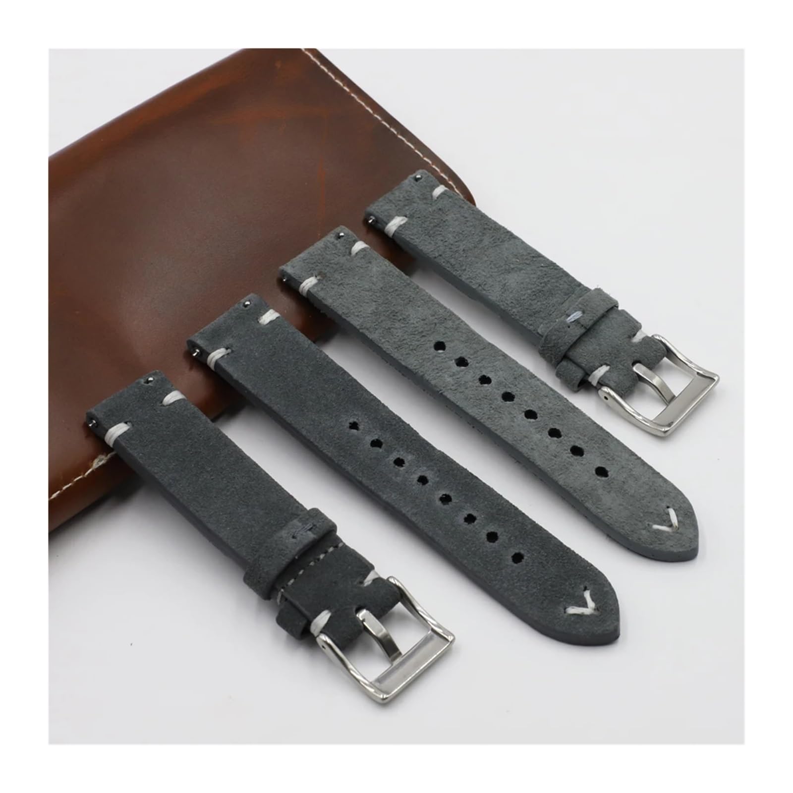 Zamszowy skórzany pasek zegarek 18 mm 20 mm 22 mm 24 mm 24 mm brązowy kawa zegarek ręcznie robiony zszywa