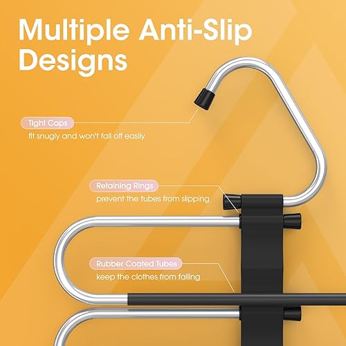 Miniatura 5 de AUJEN Perchas para pantalones que ahorran espacio, perchas de metal resistentes con diseño antideslizante, perchas para jeans con 2 modos de colgar,