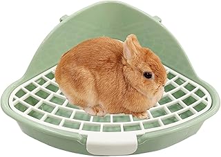 Rabbit Litter Box, Small Rabbit Litter Box for Cage Pet Rabbits Guinea Pigs Hamsters Chinchillas Small Animals, Small Animal Rabbits Potty Trainer Corner Pan Litter Bedding Detachable Triangle Toilet