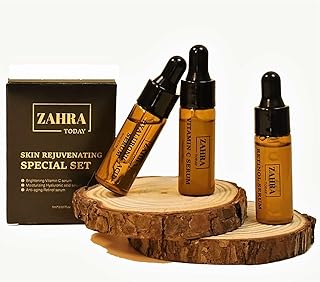ZAHRA Today's Lavish Trio Face Serum Travel Pack - Hyaluronic Acid, Vitamin C & Retinol - Combat Aging, Dark Spots & Wrinkles (3 Vials, 0.17 Fl Oz Each)
