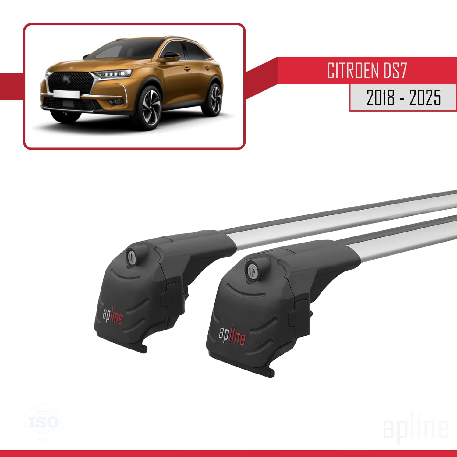 Compatibile con Citroen DS7 CROSSBACK 2018-2024 Barre Portatutto ACE-2 Portapacchi Barre Tetto GRIGIO
