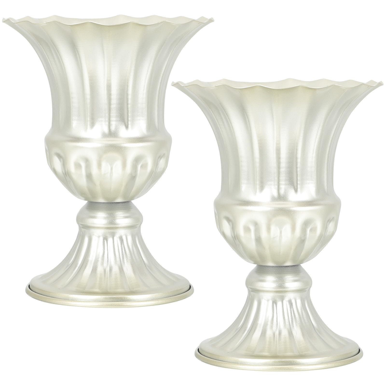 Vase funéraire en métal argenté résistant aux intempéries pour cimetière, lot de 2