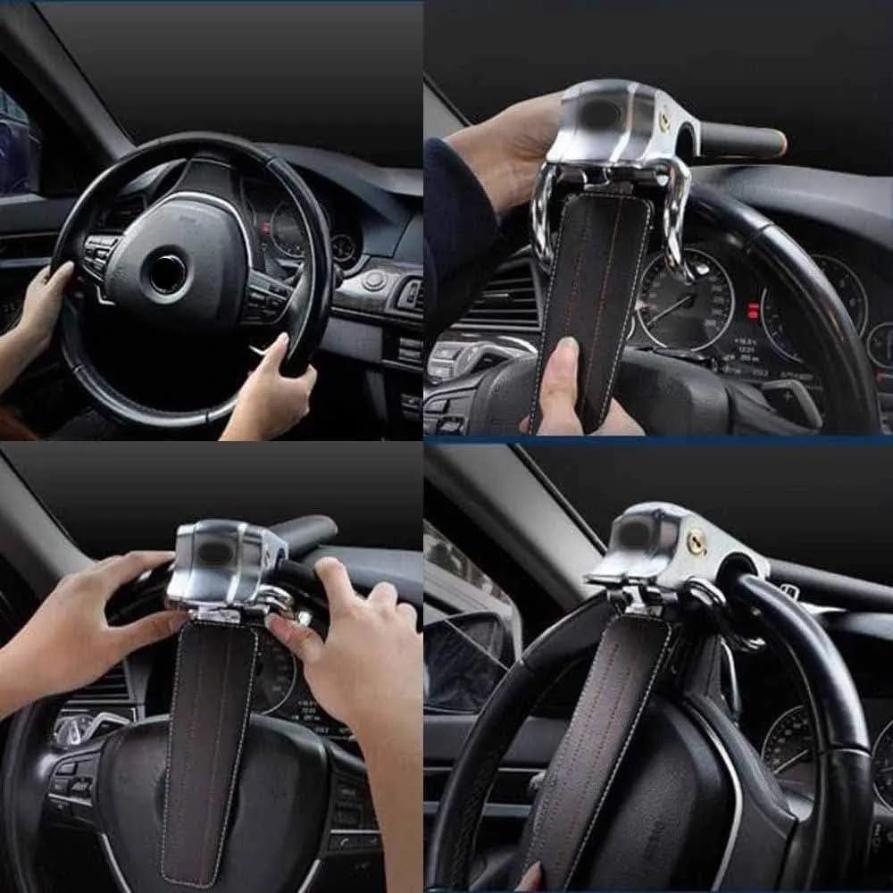 Bloqueo antirrobo para volante de coche, cerradura seguridad plegable acero aleación atrevida, protección en T, bloqueo viaje Barra Bloqueo Volante