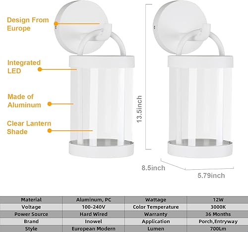 Miniatura 2 de Aplique de pared al aire libre blanco exterior IP54 impermeable LED lámpara de pared redonda iluminación luces de aluminio para porche entrada