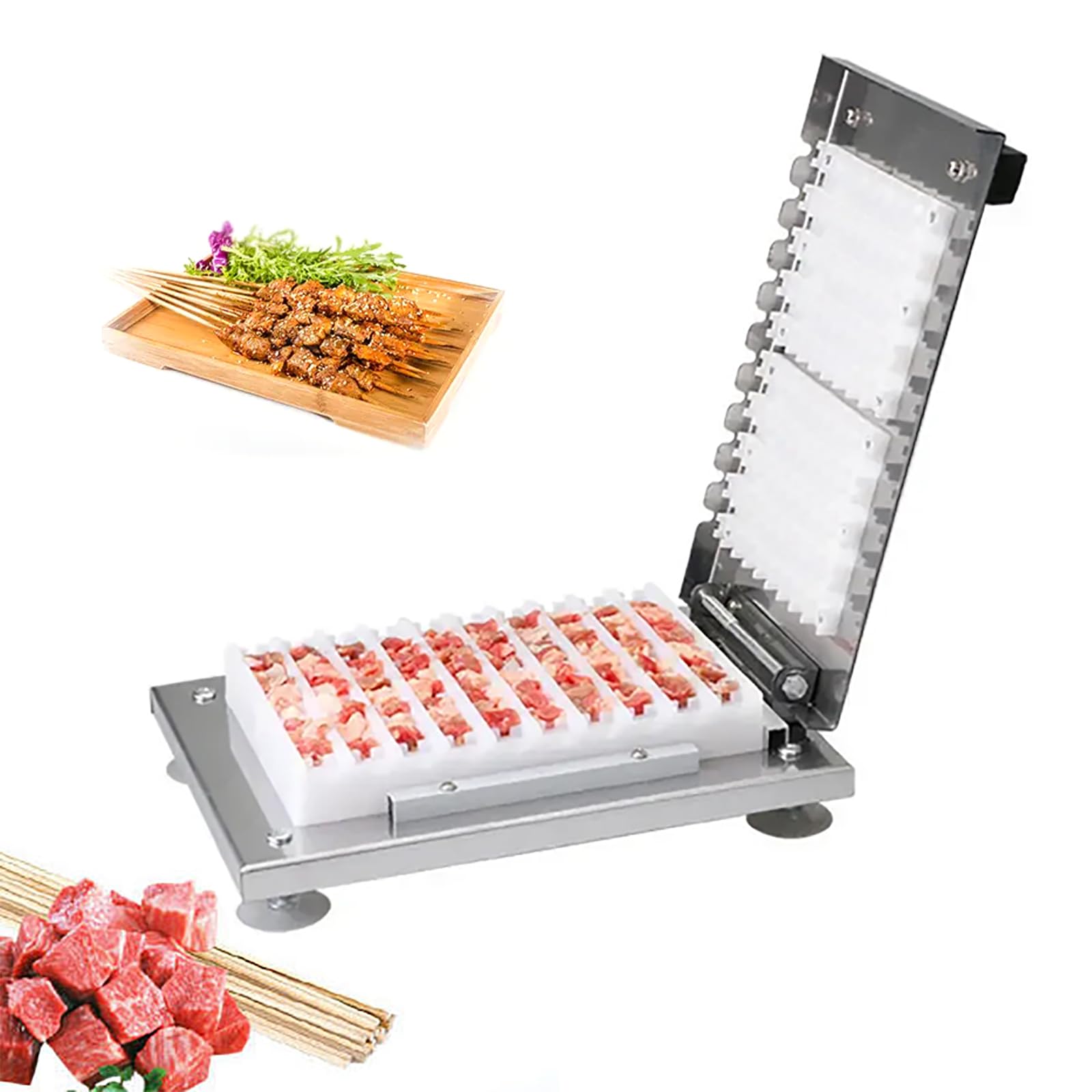 ZHJOPP Kebab Skewer Press Maker, Meat Kebab Maker, Skewer Making Tool with 2 Molds, Fit Length 10-35cm Sticks and 10pcs/time