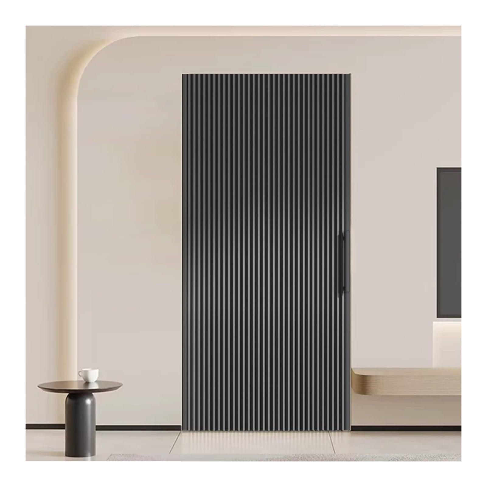 Kphymod Gray Trackless Folding Accordion Door Insulated, No Drill Retractable Room Divider Curtain, Closet Shower Bedroom Temporary Privacy Partition Door(,H 200Cm - W 160-210Cm)
