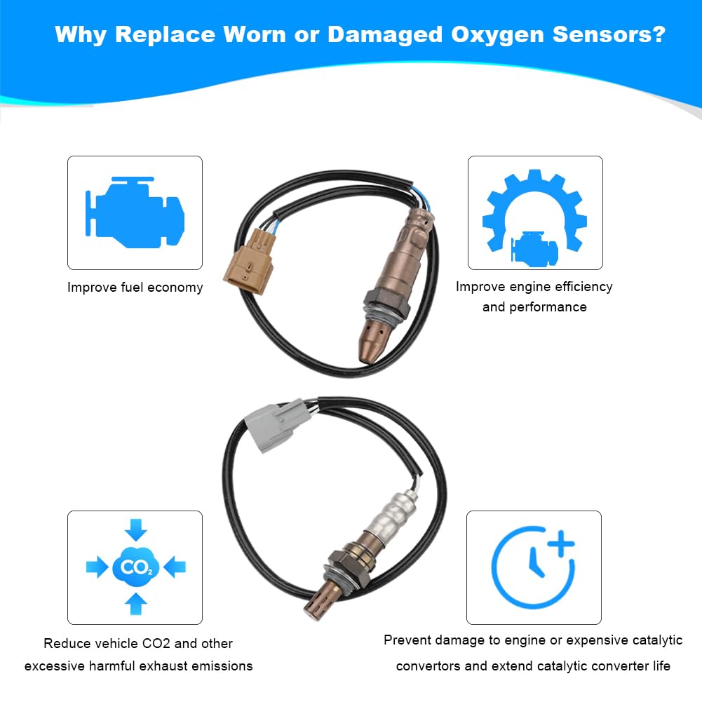 JDMON 2PCS Oxygen O2 Sensor Upstream Downstream Replacement for 2016-2020 Infiniti QX80, 2017-2021 Nissan Titan, Sentra, Rogue Sport L4 2.0L Compatible with 250-241107, 250-54105