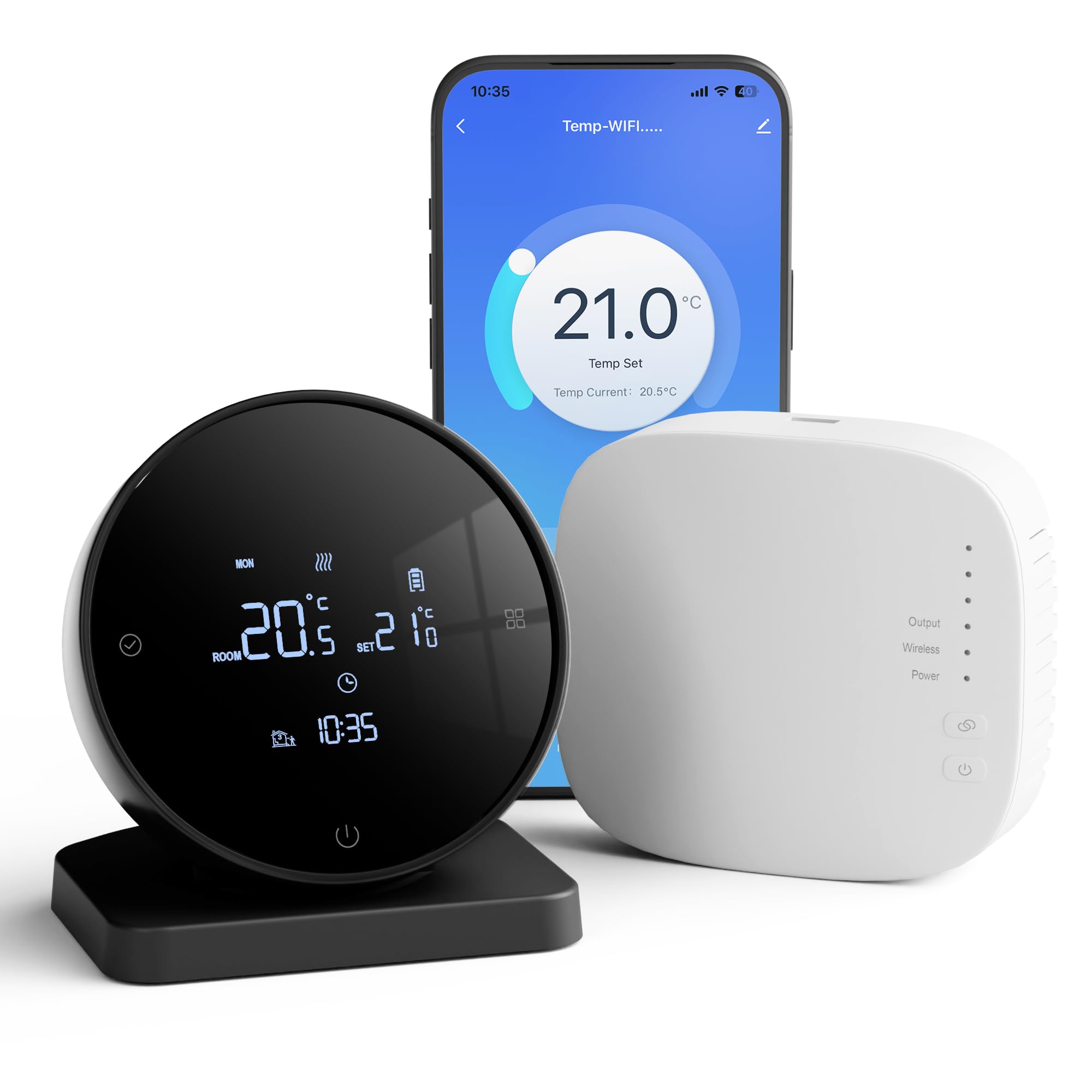 Termostato de Caldera inalámbrico Inteligente con RF Receptor,Termostato Inteligente Wi-Fi Alimentado por baterÃa,programable Diariamente Control App y Voz, Alexa/Google