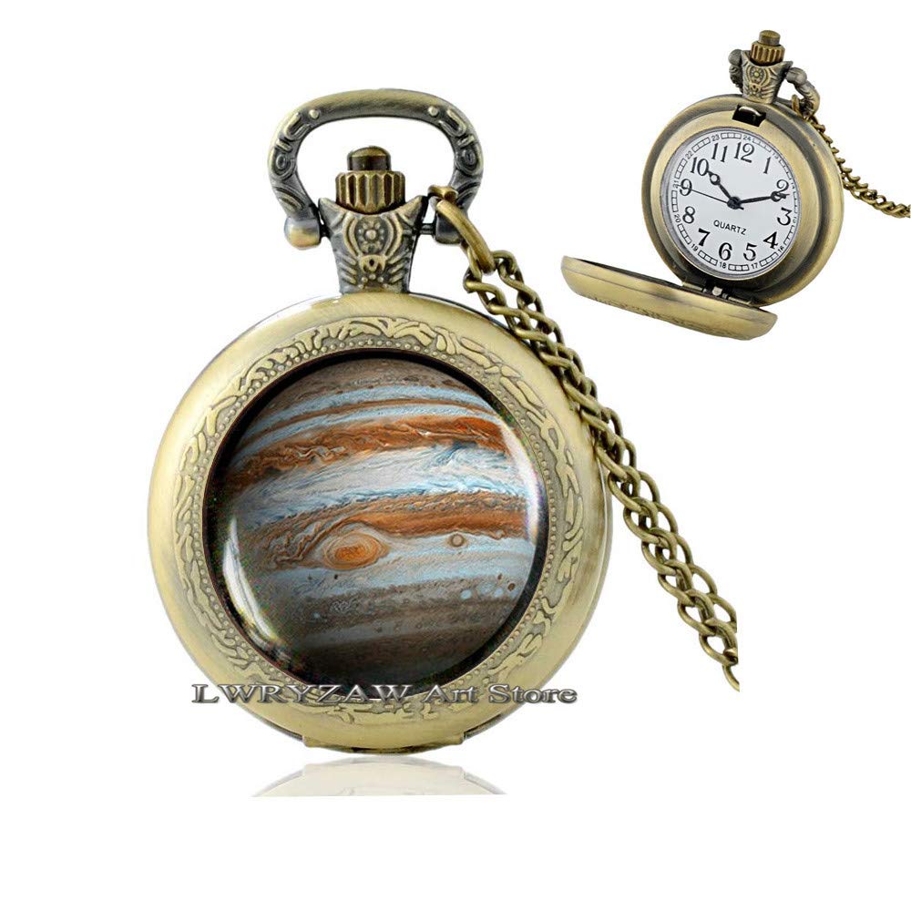 Jupiter Pendant, Jupiter Pocket Watch Necklace, Jupiter Jewelry, Galaxy Universe Space Planet Pocket Watch Necklace,M67