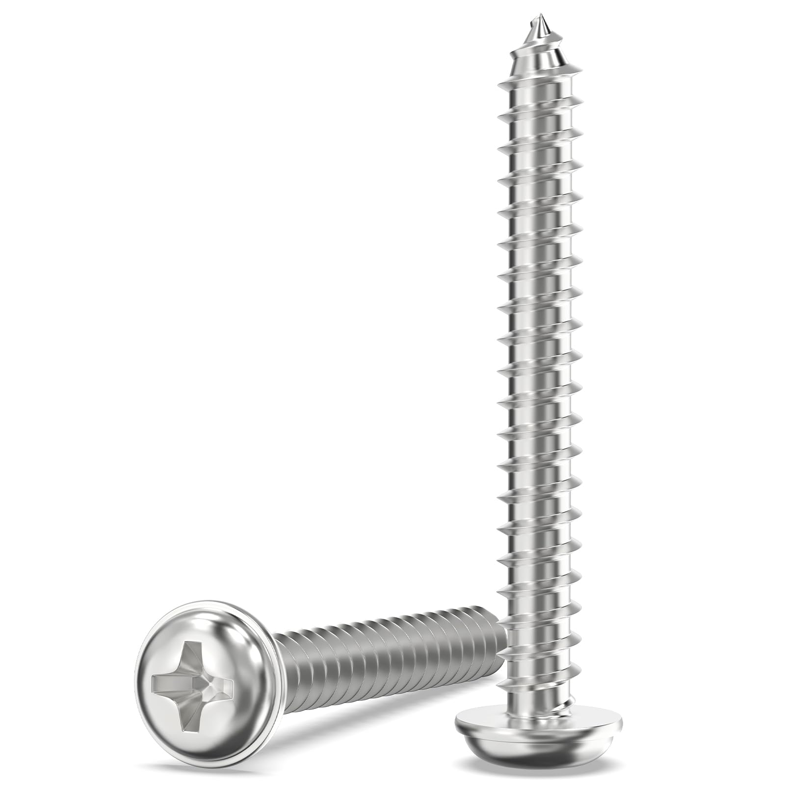 Valorada 50Pcs M5 x 40mm Screws for Wood, Modified Truss Head Self Tapping Screws, Phillips Drive, 304 Stainless Steel