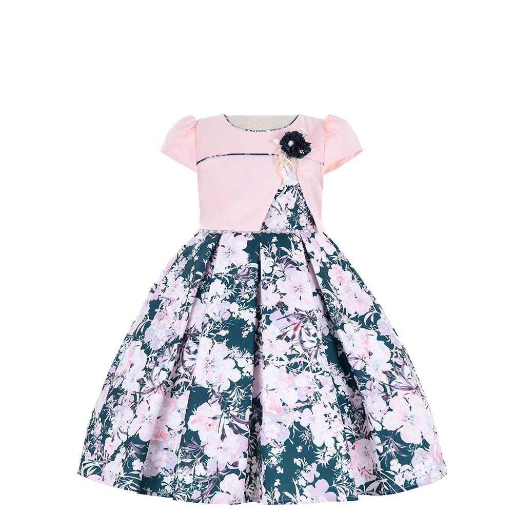 Cosplay Life Elegant Flower Dress for Girls Young Adult Fashion Bow Flower Waistline Kids Party Festival Ages 5-9 Years Old (Pink, 7yrs) — view 40