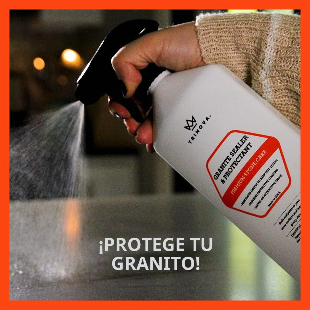 Limpiador y Lustrador de Granito para Uso Diario – Mejora el brillo y sin rayones – Para mostradores, mármol, piedra, baños, cocinas, isla de cocina y más. 18 OZ Trinova | Para granito, mármol, cuarzo y azulejos; ayuda a proteger de manchas y manchas.