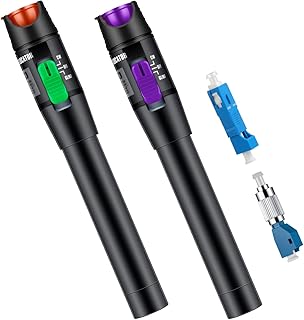 2Pcs Visual Fault Locator 30mW 30KM +SC/LC+FC/LC Adapter Kit, Single Mode 9/125um Adapter, Red Light Fiber Optic Cable Tester Meter for CATV Telecommunications Engineering Maintenance (Green+Purple)