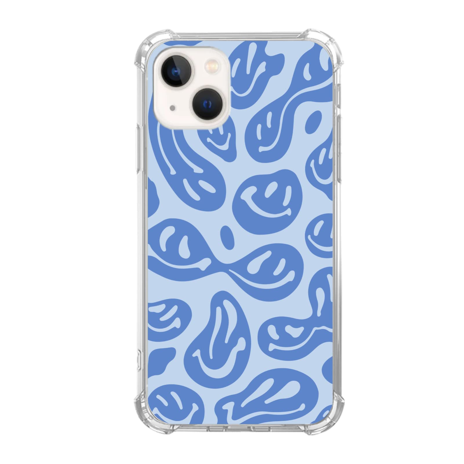 Blue Melting Smile Face Case Compatible with iPhone 13, Hippie Drippy Smiling Face Case for iPhone 13 for Teens Men and Women, Cool Trendy TPU Bumper Case Cover