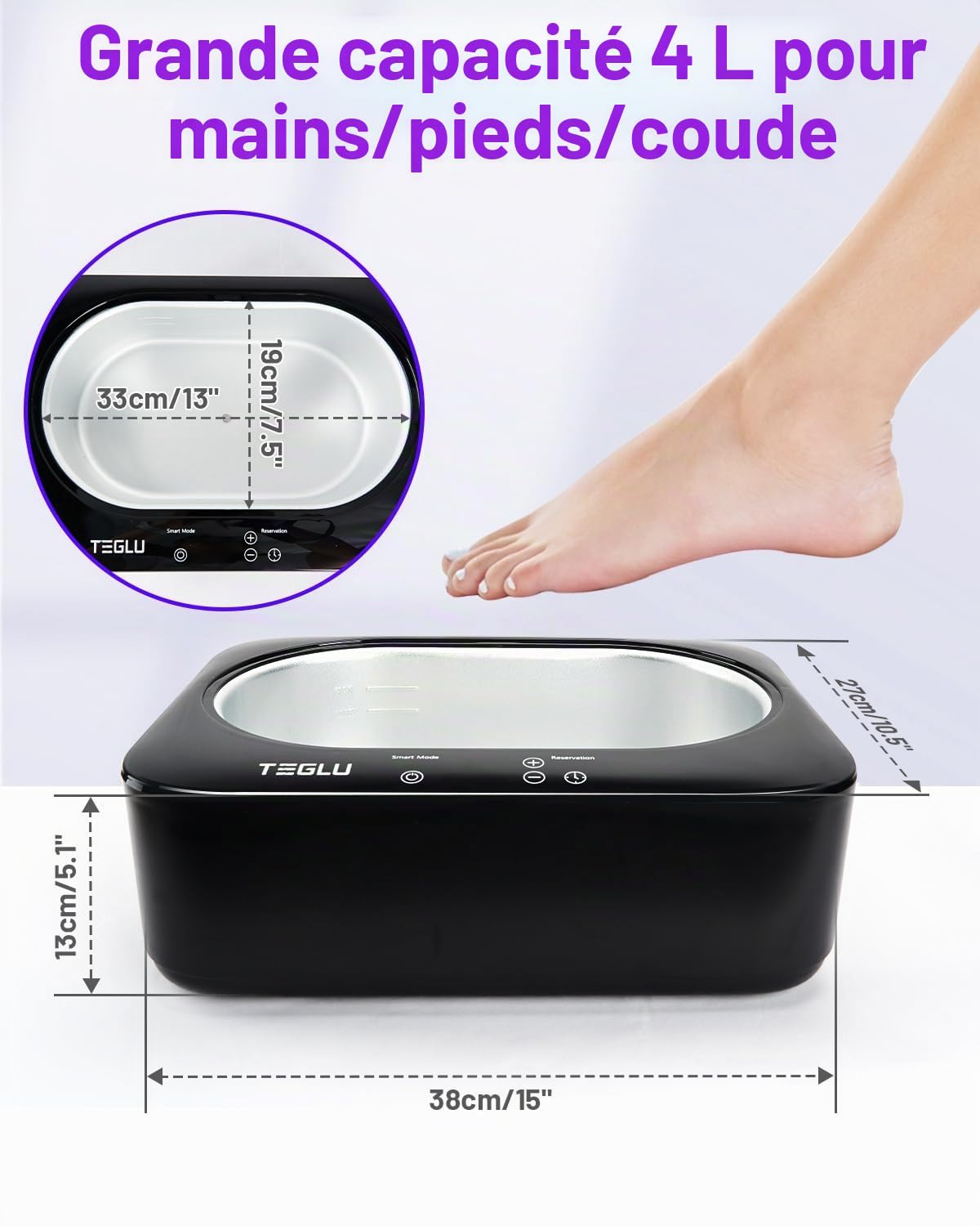Bain de Paraffine Mains et Pieds 4L, Appareil Chauffe Paraffine Kit avec 3x 450g Paraffine, Machine Chauffe Paraffine Noire
