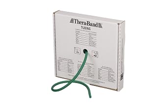 THERABAND Resistance Tubes, Professional Latex Elastic Tubing, Upper & Lower Body, Core Exercise, Physical Therapy, Lower Pilates, At-Home Workout, Rehab, 25 Foot, Green, Heavy, Intermediate Level 1