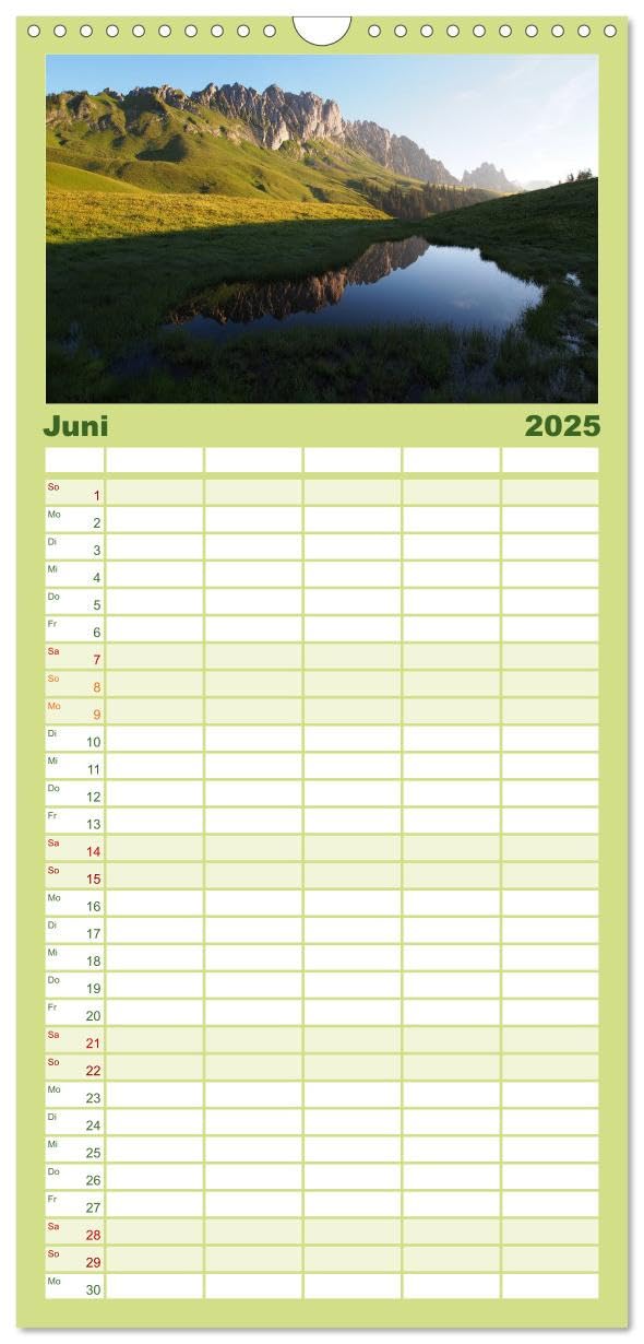 Familienplaner 2025 - Rund um die Gastlosen mit 5 Spalten (Wandkalender, 21 cm x 45 cm), CALVENDO: Faszinierende Augenblicke bei den Gastlosen (CALVENDO Orte)