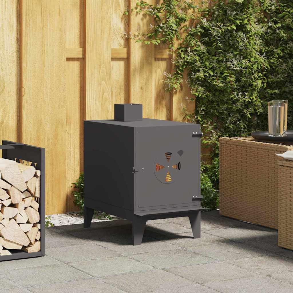 Gartenofen aus Cortenstahl 35 x 50 mit stabilen Beinen, verstellbarem Abzug und Kamin, wetterfester Outdoor-Ofen zum Kochen, Braten und Wärmen beim Camping, Wandern, Picknick, Trekking