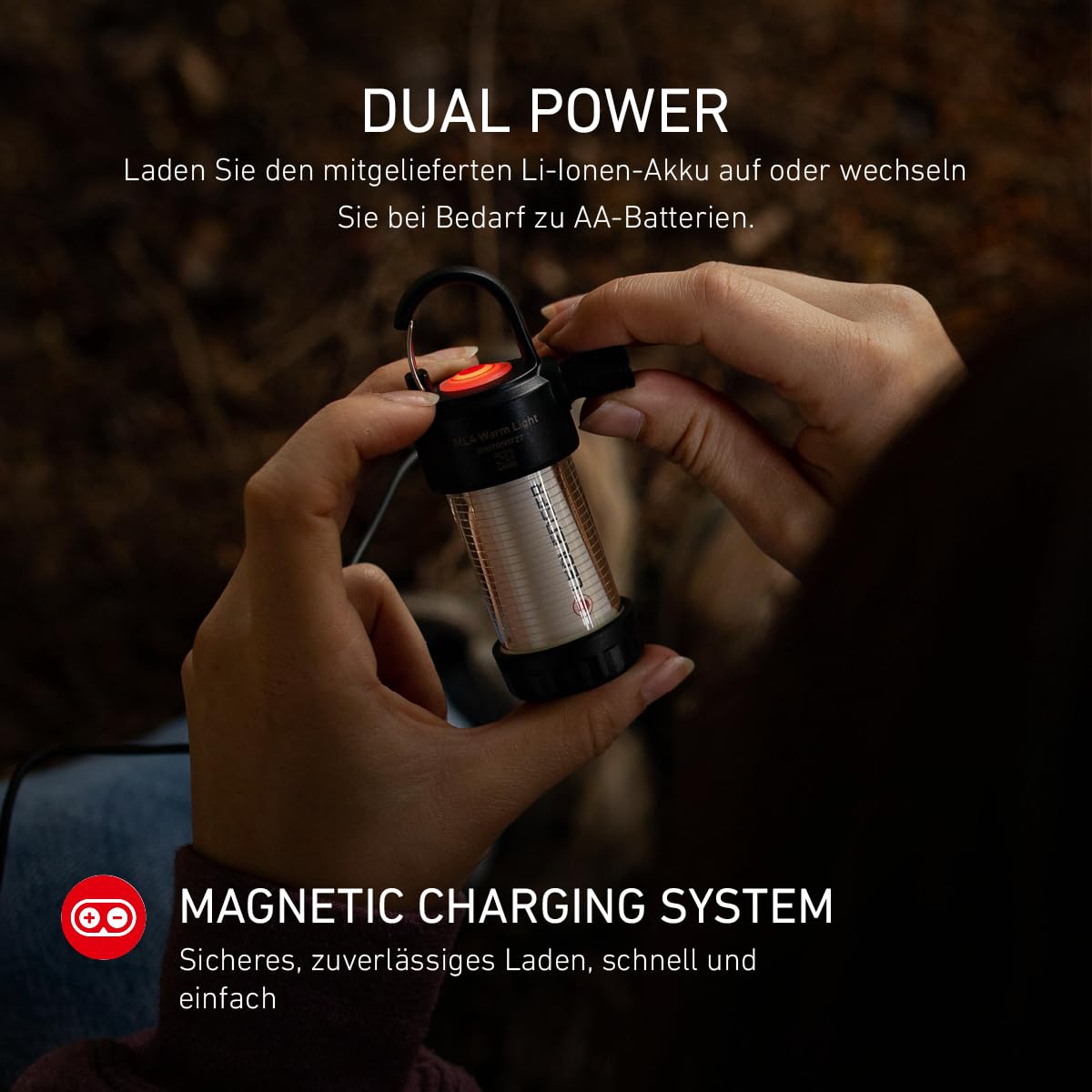 Ledlenser ML4 Warm Light LED Laterne, 300 Lumen, bis 40h Laufzeit, aufladbar, Rotlichtfunktion, Schwarz
