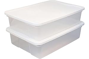 HOMZ 28-Quart (7-Gallon) Storage Bins with Snap-On Lids: 2-Pack Clear Plastic Organizer Containers