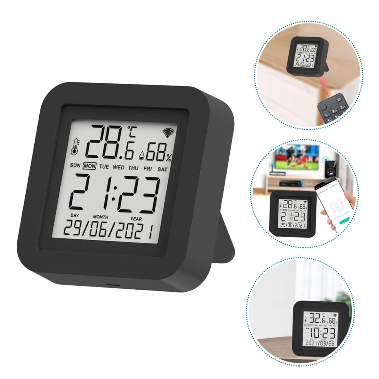 HOMSFOU Indicatore Di Temperatura Digitale Misuratore Di Umidità Interno Termometro Igrometro Per Interni Strumento Di Monitoraggio Della Temperatura Umidità Design Compatto Per Uso