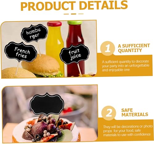 Miniatura 8 de STOBOK 80 piezas de pizarra de cartón, mini etiquetas de pizarra pequeña, letrero de pizarra, selecciones de cóctel, accesorio de tablero de