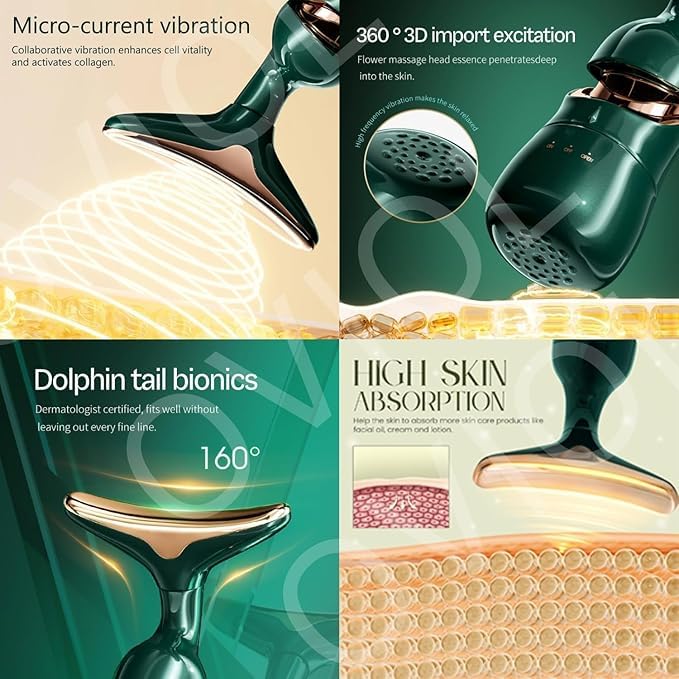 Quicknik Facial Massage for Facial and Neck | 3 -in -1 face massage for women | Anti-Rinkle and Aging devices with EMS, Vibration and Lifting Mode. Face slimming, skin firming, tightening and glow. Green Quicknik Facial Massage for Facial and Neck | 3 -in -1 face massage for women | Anti-Rinkle and Aging devices with EMS, Vibration and Lifting Mode. Face slimming, skin firming, tightening and glow. Green