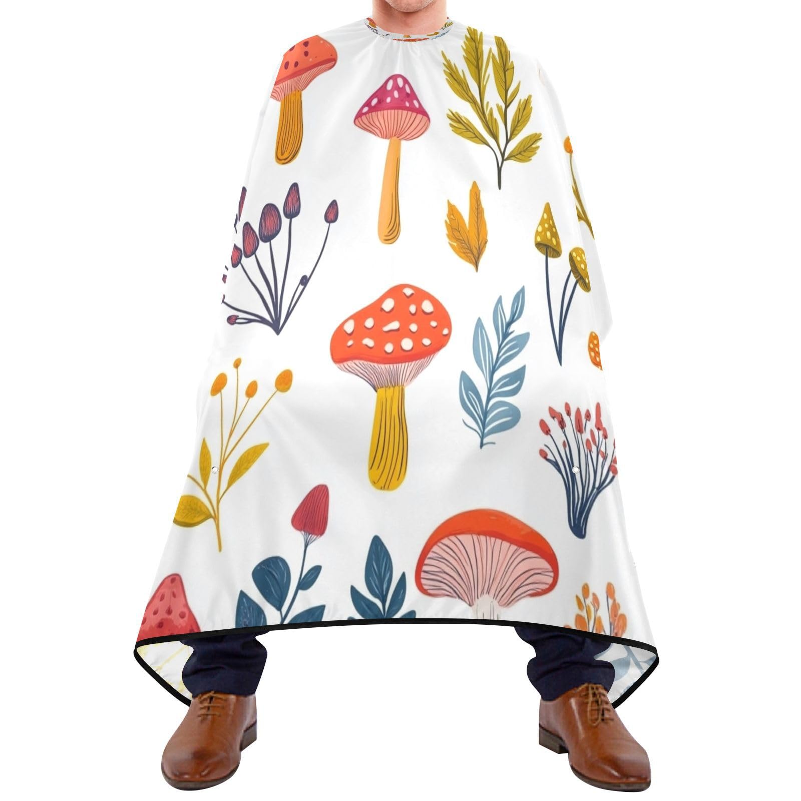 Kigai Hair Cutting Cape for Men & Women Mushroom Leaves Waterproof Barber Cape Professional Hairdressing Salon Styling Cape with Adjustable Closure Snap