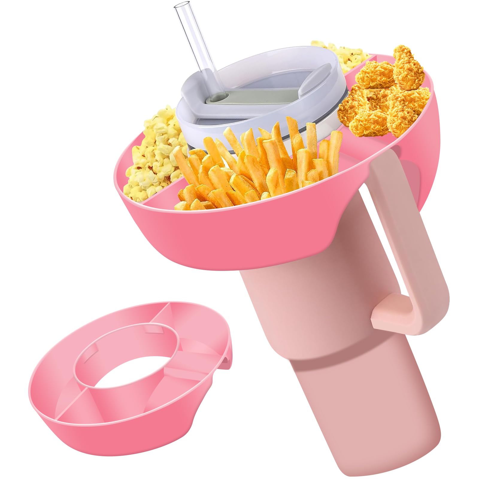 Snack Bowl for Stanley 40oz Cups Snack Tumbler Compatible with Stanley Cup and 40 oz Tumbler with Handle Reusable Stanley Accessories, Pink