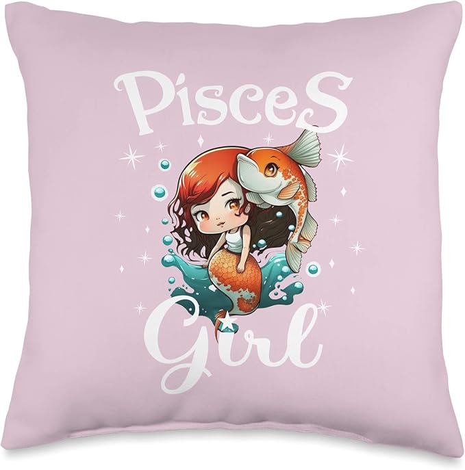 Pisces Shirt For Women Zodiac Sign Birthday Pisces Girl Throw Pillow